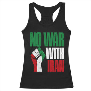 No War With Iran Racerback Tank Top Peace Activist Gift TS12 Black Print Your Wear