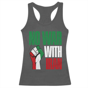 No War With Iran Racerback Tank Top Peace Activist Gift TS12 Dark Heather Print Your Wear