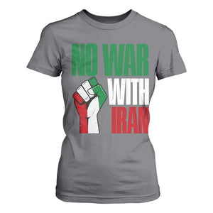 No War With Iran T Shirt For Women Peace Activist Gift TS12 Charcoal Print Your Wear