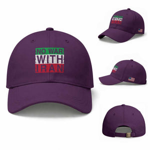 No War With Iran Baseball Cap Solidarity With Iranian People Peace TS12 Baseball Cap Universal Fit Purple Print Your Wear