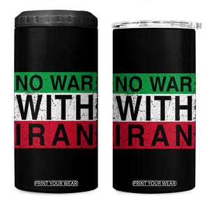 No War With Iran 4 in 1 Can Cooler Tumbler Solidarity With Iranian People Peace TS12 One Size: 16 oz Black Print Your Wear