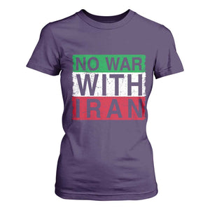 No War With Iran T Shirt For Women Solidarity With Iranian People Peace TS12 Purple Print Your Wear
