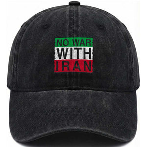No War With Iran Washed Cotton Baseball Cap Solidarity With Iranian People Peace TS12 Print Your Wear
