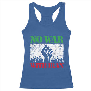 No War With Iran Racerback Tank Top Free Iran Peace Seeker Gift TS12 Royal Blue Print Your Wear