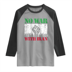 No War With Iran Raglan Shirt Free Iran Peace Seeker Gift TS12 Sport Gray Black Print Your Wear