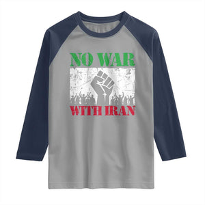 No War With Iran Raglan Shirt Free Iran Peace Seeker Gift TS12 Sport Gray Navy Print Your Wear