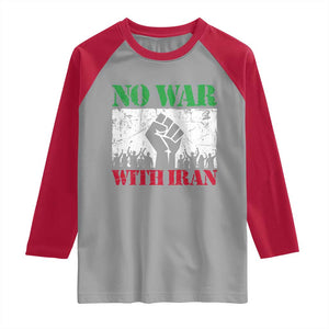 No War With Iran Raglan Shirt Free Iran Peace Seeker Gift TS12 Sport Gray Red Print Your Wear