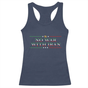 No War With Iran Peace Statement Gift Racerback Tank Top TS12 Navy Print Your Wear