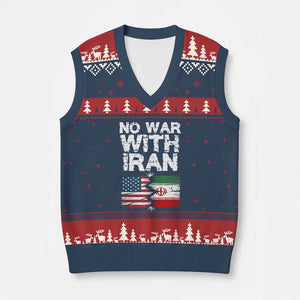 No War With Iran V-Neck Knit Sweater Vest Support Iranian People Peace TS12 Navy Red Print Your Wear