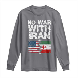 No War With Iran Long Sleeve Shirt Support Iranian People Peace TS12 Charcoal Print Your Wear