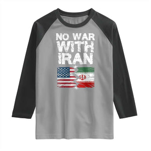 No War With Iran Raglan Shirt Support Iranian People Peace TS12 Sport Gray Black Print Your Wear