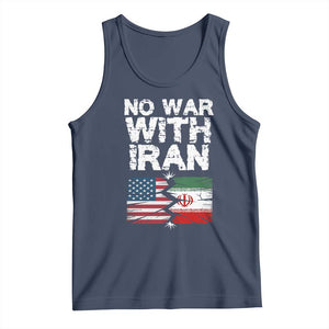 No War With Iran Tank Top Support Iranian People Peace TS12 Navy Print Your Wear