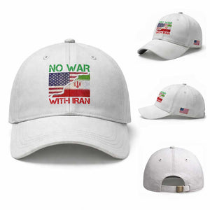 No War With Iran Baseball Cap Middle East Freedom TS12 Baseball Cap Universal Fit White Print Your Wear