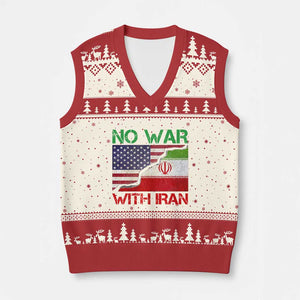 No War With Iran V-Neck Knit Sweater Vest Middle East Freedom TS12 Beige Red Print Your Wear