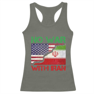 No War With Iran Racerback Tank Top Middle East Freedom TS12 Military Green Print Your Wear