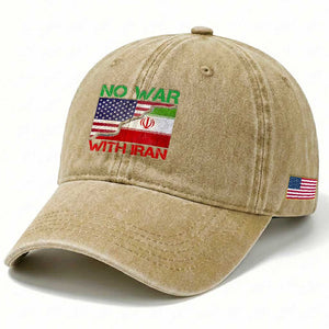 No War With Iran Washed Cotton Baseball Cap Middle East Freedom TS12 Print Your Wear