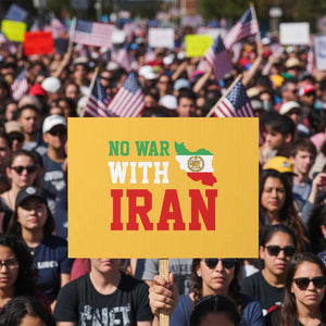 No War With Iran Protest Sign Iran Freedom Protest TS12 Horizontal 18" × 24" Yellow Print Your Wear
