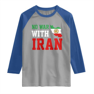 No War With Iran Raglan Shirt Iran Freedom Protest TS12 Sport Gray Royal Print Your Wear
