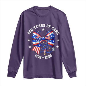 Nurse 250 Years Of Care Long Sleeve Shirt Patriotic American Nurse Gift TS12 Purple Print Your Wear