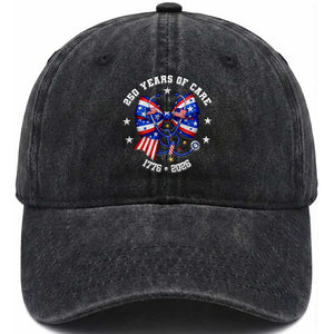 Nurse 250 Years Of Care Washed Cotton Baseball Cap Patriotic American Nurse Gift TS12 Washed Cap Universal Fit Black Print Your Wear