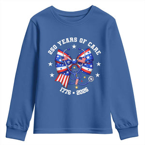 Nurse 250 Years Of Care Youth Sweatshirt Patriotic American Nurse Gift TS12 Royal Blue Print Your Wear