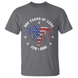 Patriotic Nurse 250 Years Of Care T Shirt Healthcare Worker Gift TS12 Charcoal Print Your Wear