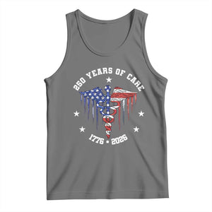 Patriotic Nurse 250 Years Of Care Tank Top Healthcare Worker Gift TS12 Black Heather Print Your Wear