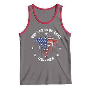Patriotic Nurse 250 Years Of Care Tank Top Healthcare Worker Gift TS12 Deep Heather Red Print Your Wear