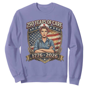 Patriotic Nurse Celebrating 250 Years Of Care Gift Sweatshirt TS12 Violet Print Your Wear