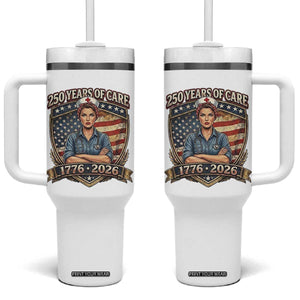 Patriotic Nurse Celebrating 250 Years Of Care Gift Tumbler With Handle TS12 One Size: 40 oz White Print Your Wear