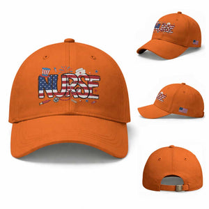 USA 250 Proud American Nurse Baseball Cap Patriotic Healthcare Hero TS12 Baseball Cap Universal Fit Orange Print Your Wear