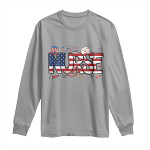 USA 250 Proud American Nurse Long Sleeve Shirt Patriotic Healthcare Hero TS12 Sport Gray Print Your Wear