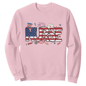 USA 250 Proud American Nurse Sweatshirt Patriotic Healthcare Hero TS12 Light Pink Print Your Wear