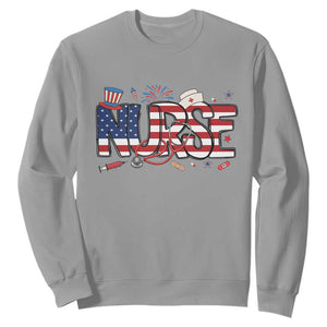 USA 250 Proud American Nurse Sweatshirt Patriotic Healthcare Hero TS12 Sport Gray Print Your Wear