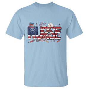 USA 250 Proud American Nurse T Shirt Patriotic Healthcare Hero TS12 Light Blue Print Your Wear