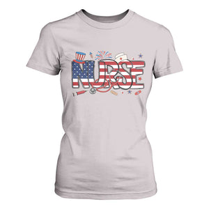 USA 250 Proud American Nurse T Shirt For Women Patriotic Healthcare Hero TS12 Ice Gray Print Your Wear