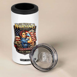 Patriotic Rosie Nurse Feminist Pride 4 in 1 Can Cooler Tumbler 250 Years Of Nursing TS12 Print Your Wear