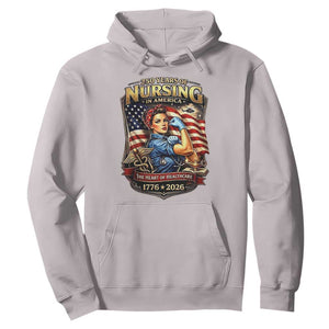Patriotic Rosie Nurse Feminist Pride Hoodie 250 Years Of Nursing TS12 Ice Gray Print Your Wear