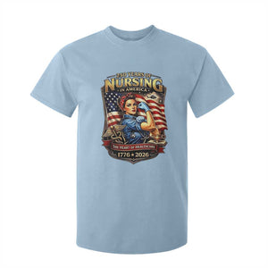 Patriotic Rosie Nurse Feminist Pride T Shirt For Kid 250 Years Of Nursing TS12 Light Blue Print Your Wear