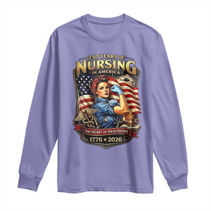 Patriotic Rosie Nurse Feminist Pride Long Sleeve Shirt 250 Years Of Nursing TS12 Violet Print Your Wear