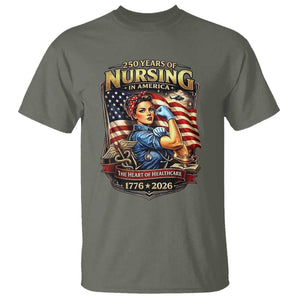 Patriotic Rosie Nurse Feminist Pride T Shirt 250 Years Of Nursing TS12 Military Green Print Your Wear
