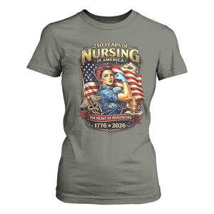 Patriotic Rosie Nurse Feminist Pride T Shirt For Women 250 Years Of Nursing TS12 Military Green Print Your Wear
