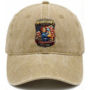 Patriotic Rosie Nurse Feminist Pride Washed Cotton Baseball Cap 250 Years Of Nursing TS12 Print Your Wear