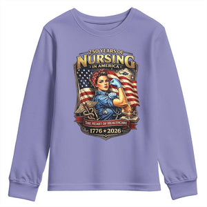 Patriotic Rosie Nurse Feminist Pride Youth Sweatshirt 250 Years Of Nursing TS12 Violet Print Your Wear
