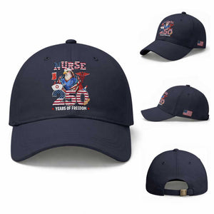 Bald Eagle Nurse 250 Years Of Freedom Baseball Cap Patriotic American Nurse Gift TS12 Baseball Cap Universal Fit Navy Print Your Wear