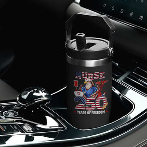 Bald Eagle Nurse 250 Years Of Freedom Flip Straw Tumbler Patriotic American Nurse Gift TS12 Print Your Wear