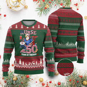 Bald Eagle Nurse 250 Years Of Freedom Ugly Christmas Sweater Patriotic American Nurse Gift TS12 Red Green Print Your Wear