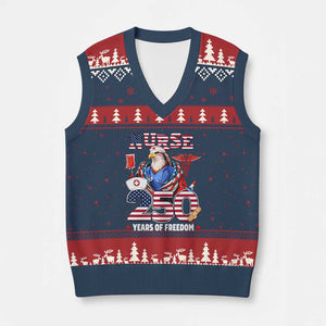 Bald Eagle Nurse 250 Years Of Freedom V-Neck Knit Sweater Vest Patriotic American Nurse Gift TS12 Navy Red Print Your Wear