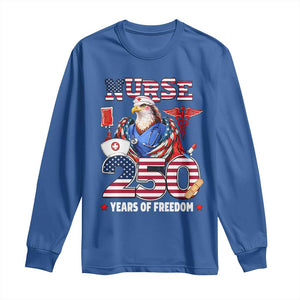 Bald Eagle Nurse 250 Years Of Freedom Long Sleeve Shirt Patriotic American Nurse Gift TS12 Royal Blue Print Your Wear