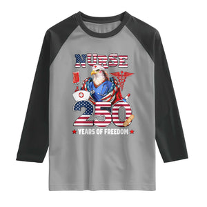 Bald Eagle Nurse 250 Years Of Freedom Raglan Shirt Patriotic American Nurse Gift TS12 Sport Gray Black Print Your Wear